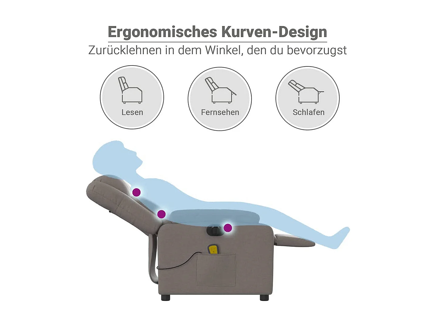 Fauteuil de massage inclinable électrique Taupe Tissu