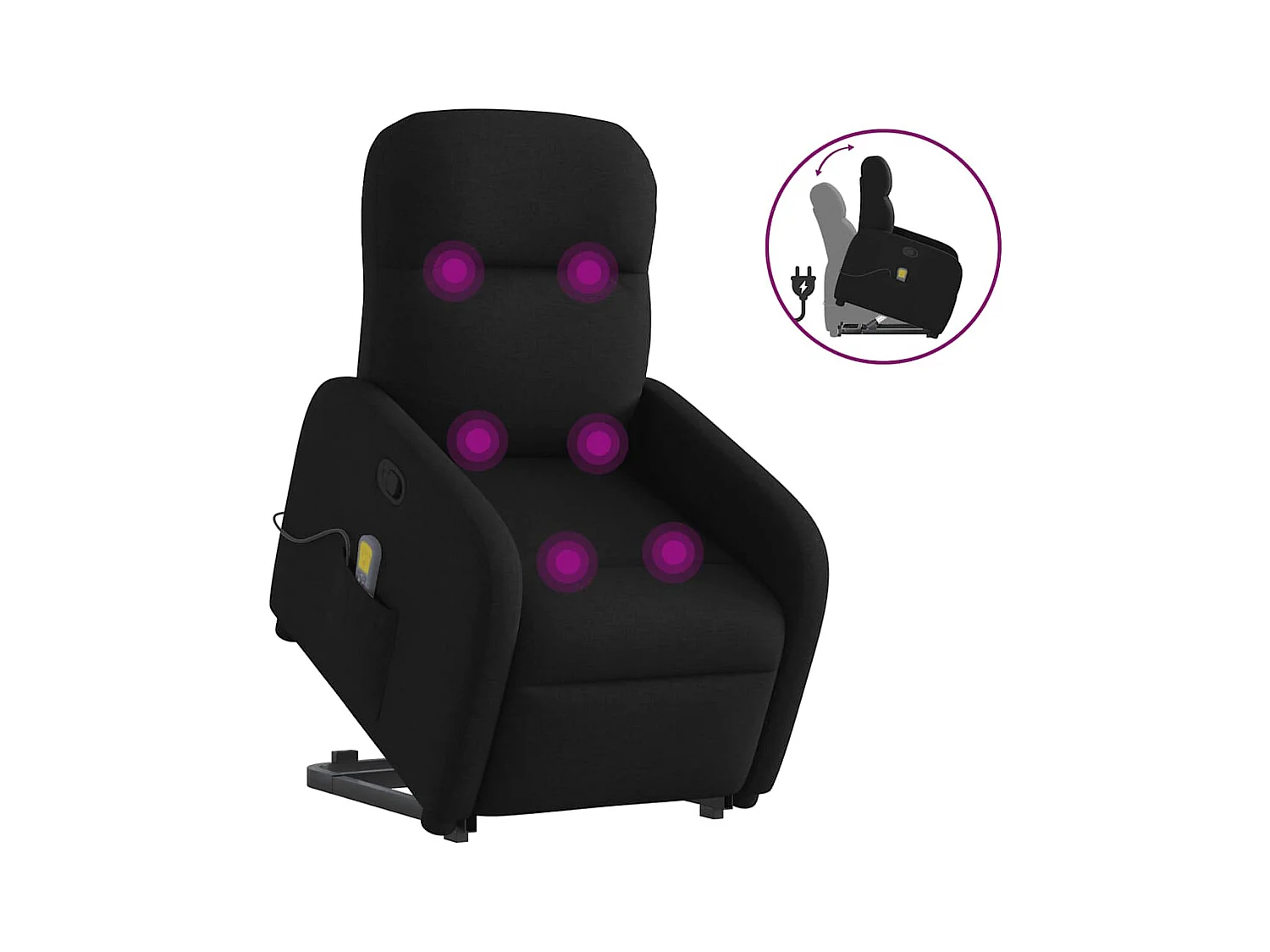 Fauteuil de massage inclinable Noir Tissu
