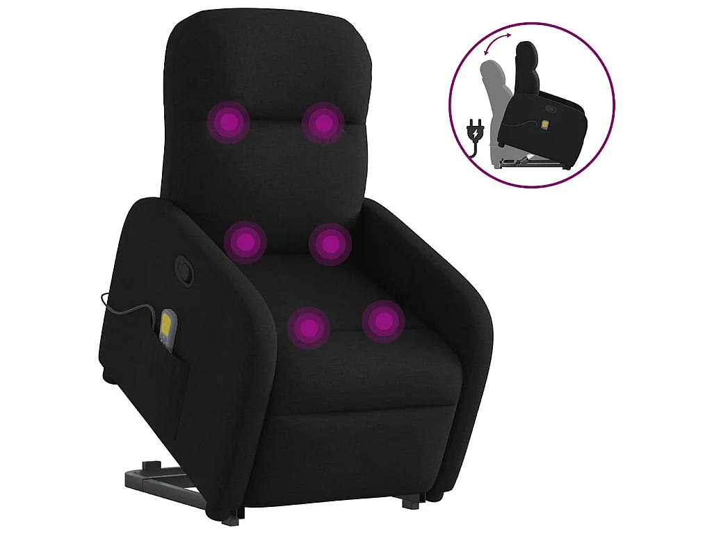 Fauteuil de massage inclinable Noir Tissu