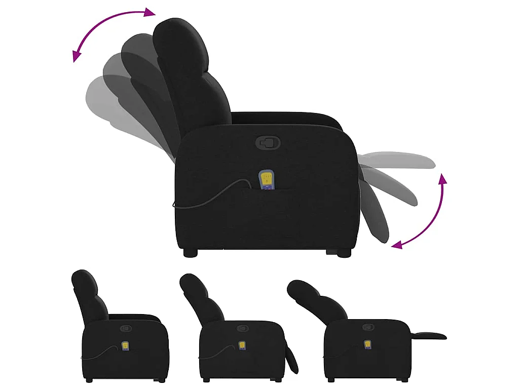 Fauteuil de massage inclinable Noir Tissu