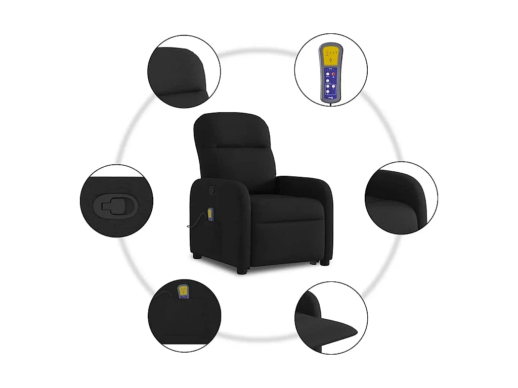 Fauteuil de massage inclinable Noir Tissu