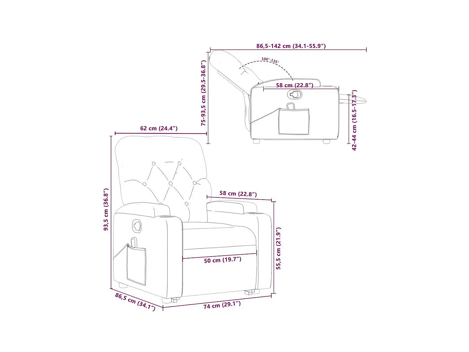 Fauteuil inclinable de massage Rouge Similicuir
