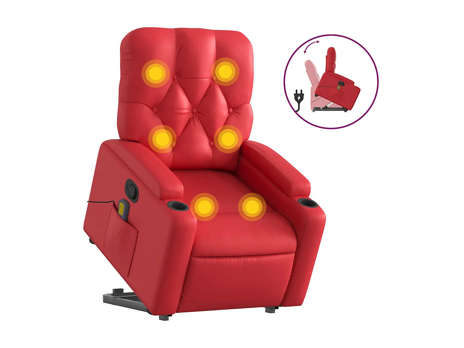 Fauteuil inclinable de massage Rouge Similicuir