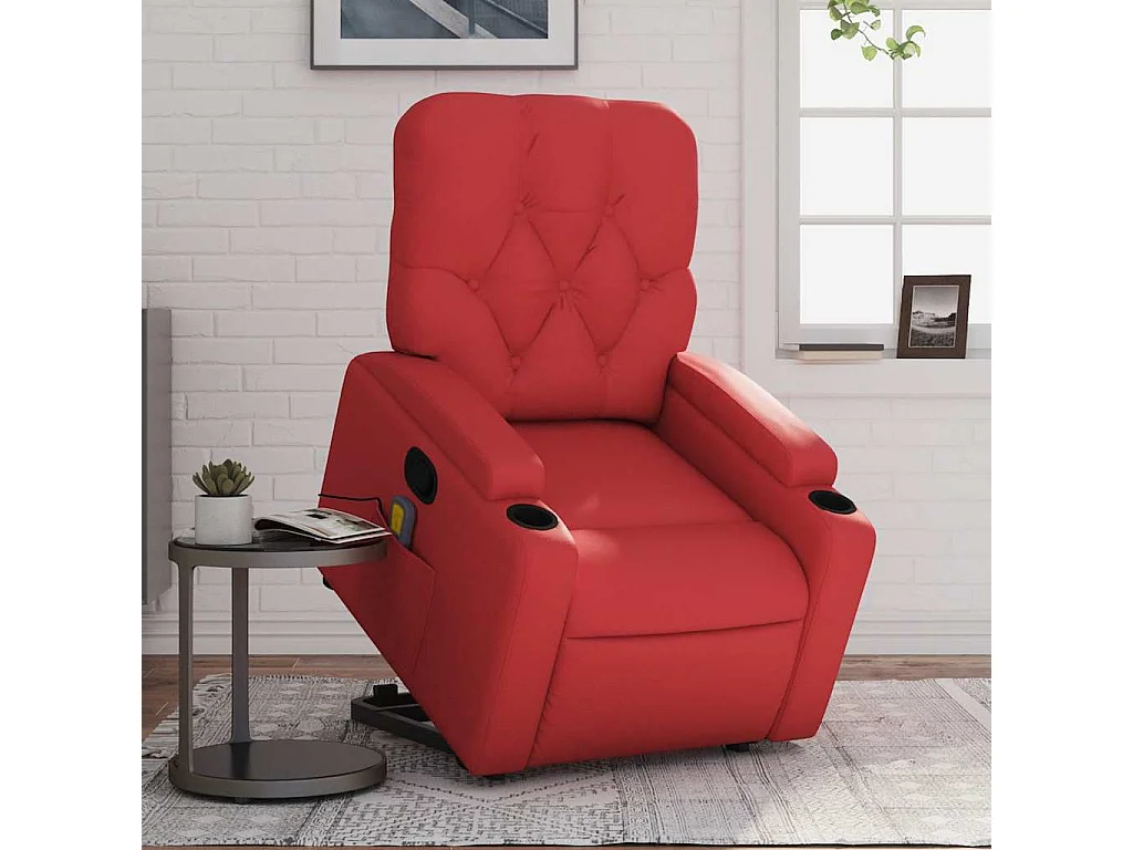 Fauteuil inclinable de massage Rouge Similicuir