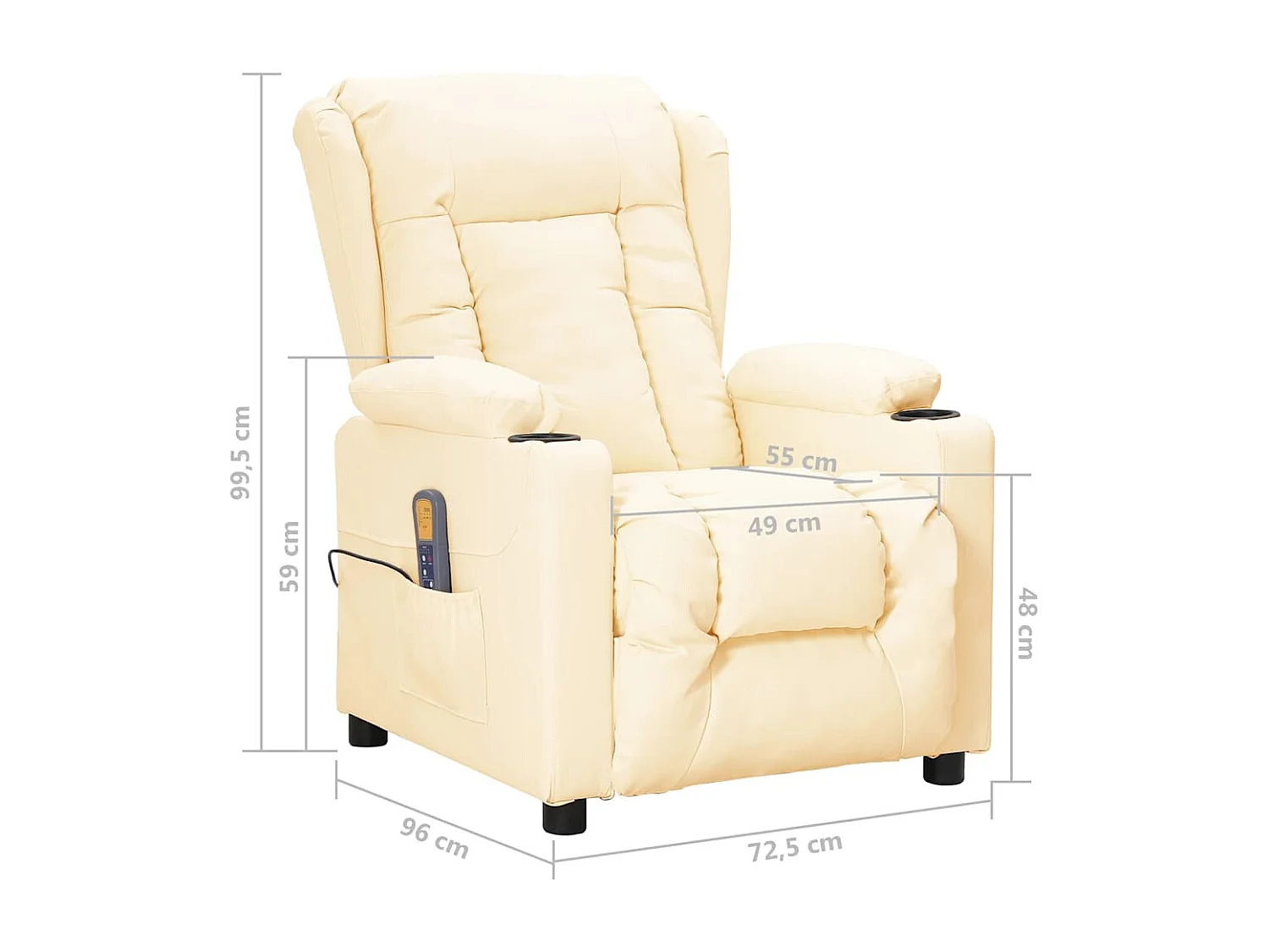 Sillón de masaje elevable cuero sintético crema