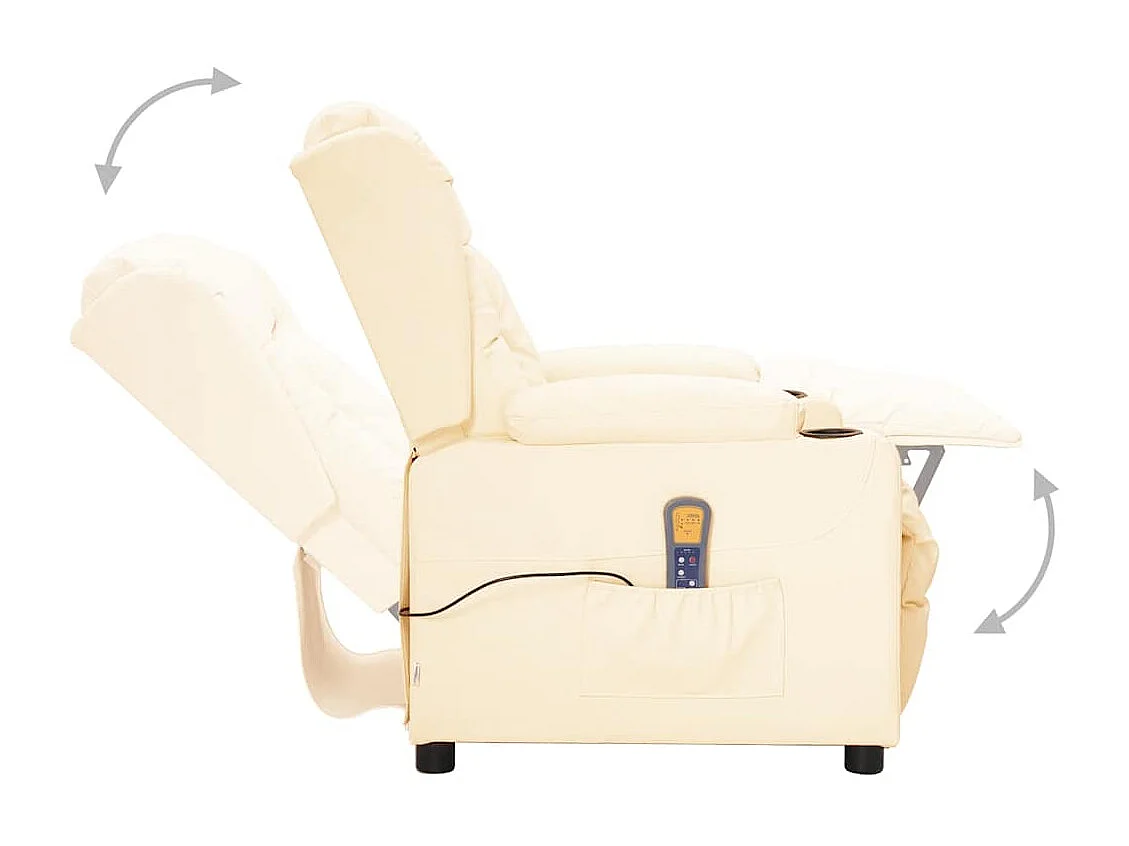 Sillón de masaje elevable cuero sintético crema