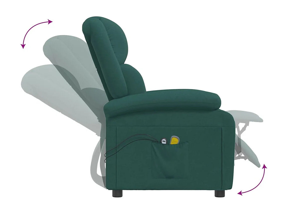 Poltrona de massagens elétrica tecido verde-escuro