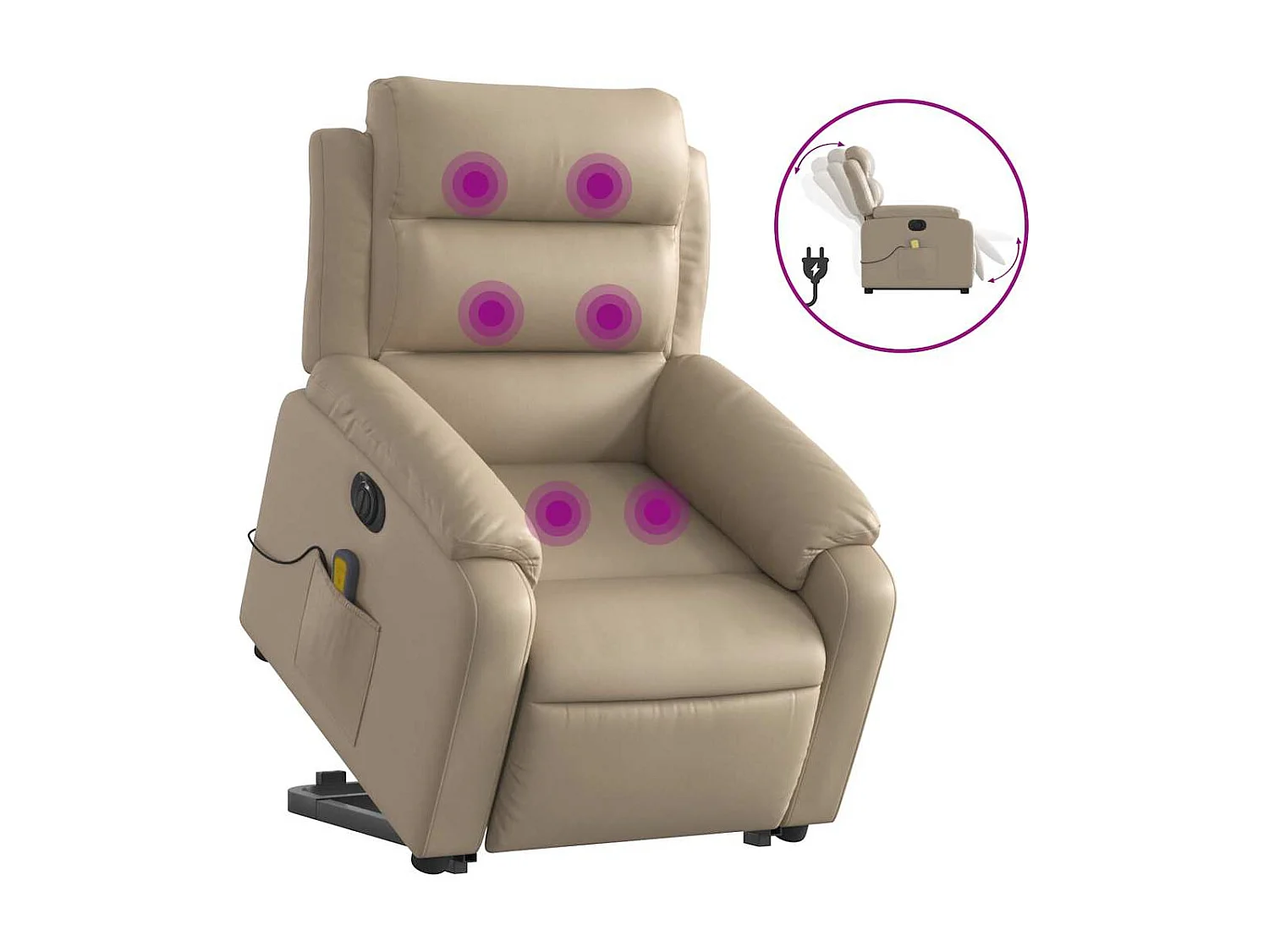 Fauteuil inclinable de massage électrique cappuccino similicuir