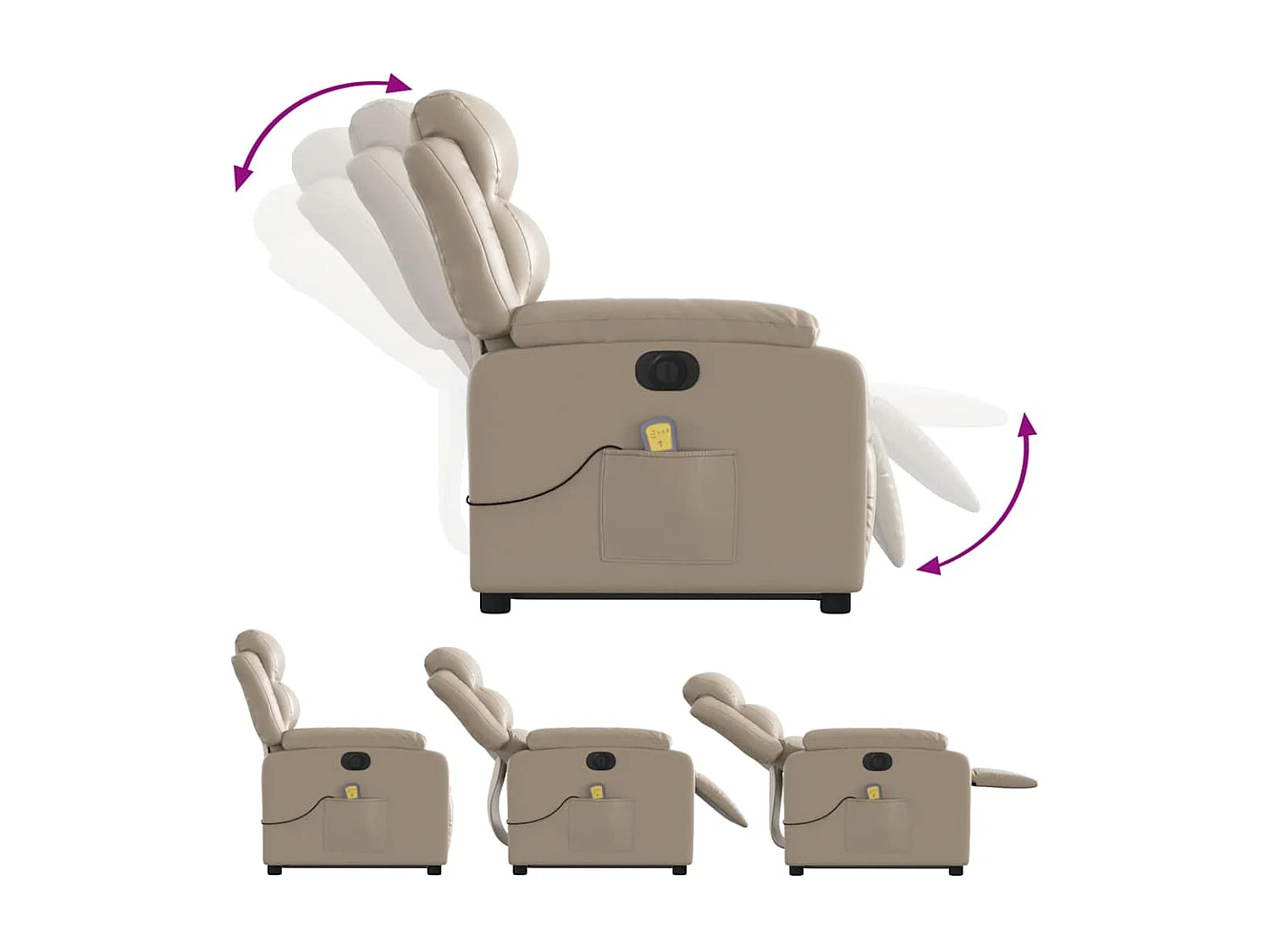 Fauteuil inclinable de massage électrique cappuccino similicuir