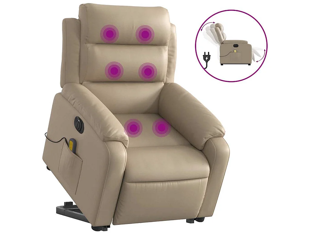 Fauteuil inclinable de massage électrique cappuccino similicuir