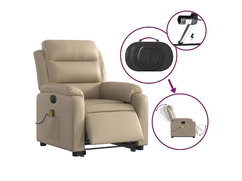 Fauteuil inclinable de massage électrique cappuccino similicuir