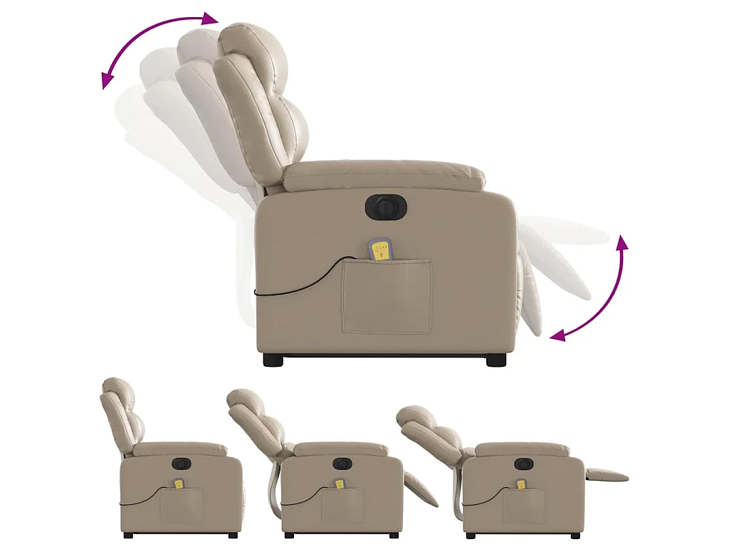 Fauteuil inclinable de massage électrique cappuccino similicuir
