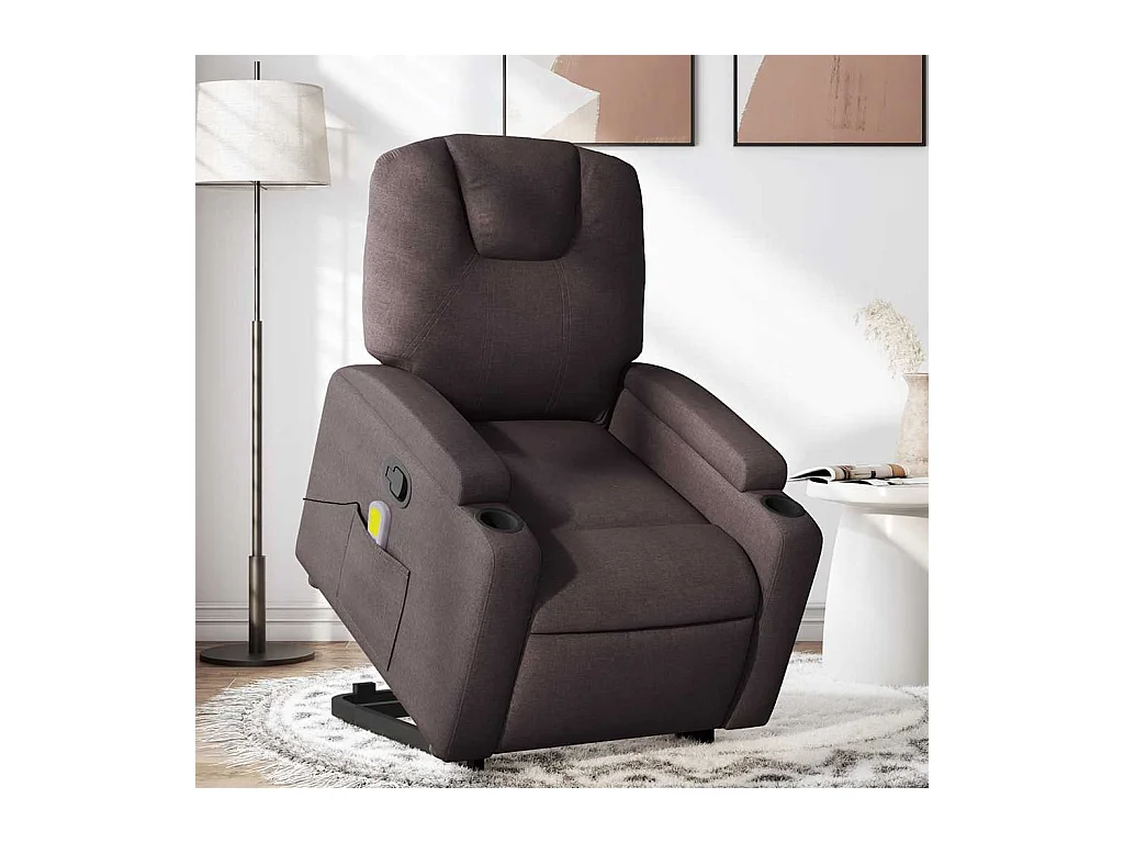 Fauteuil inclinable de massage Marron foncé Tissu