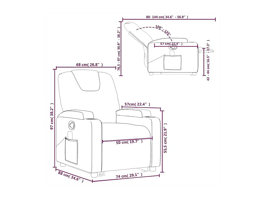 Fauteuil inclinable de massage Marron foncé Tissu