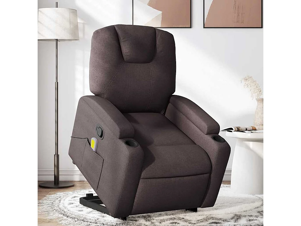 Fauteuil inclinable de massage Marron foncé Tissu