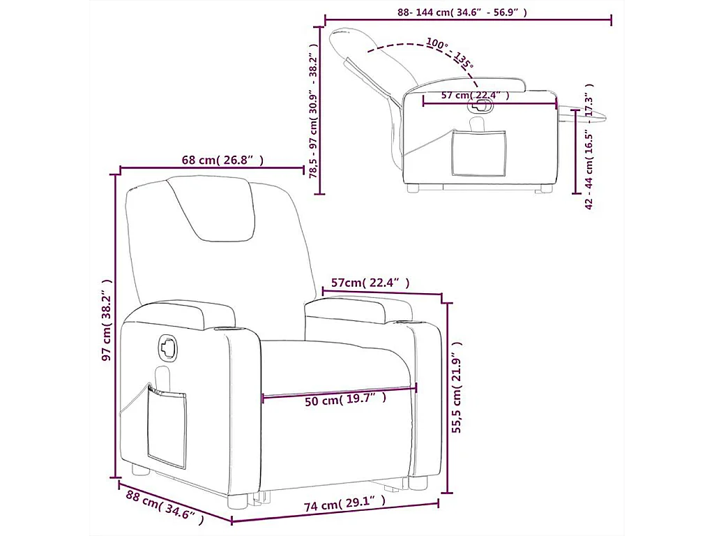 Fauteuil inclinable de massage Marron foncé Tissu