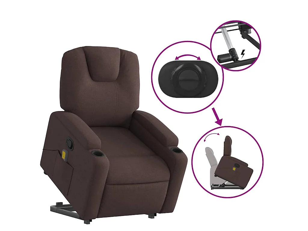 Fauteuil inclinable de massage Marron foncé Tissu