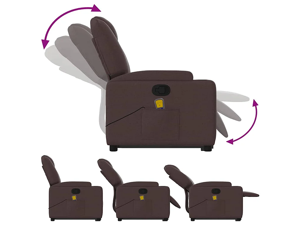 Fauteuil inclinable de massage Marron foncé Tissu