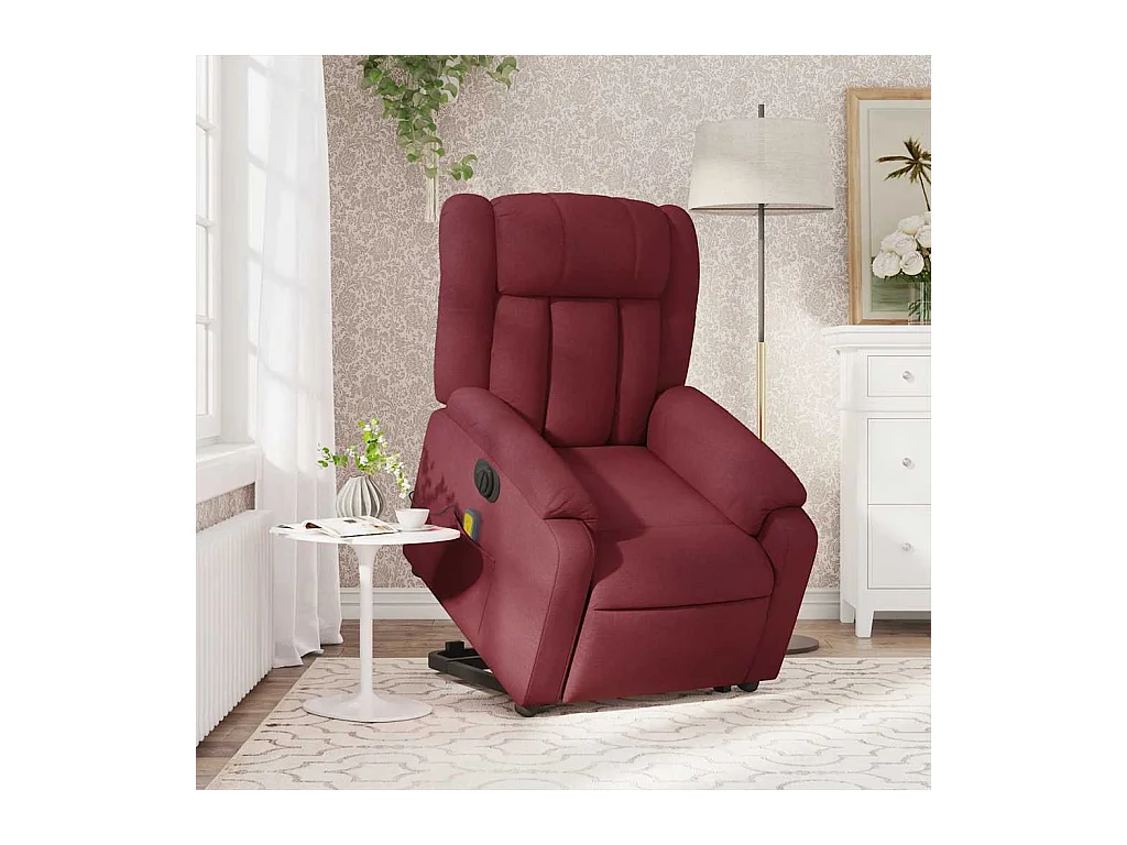 Fauteuil inclinable de massage électrique Rouge bordeaux Tissu