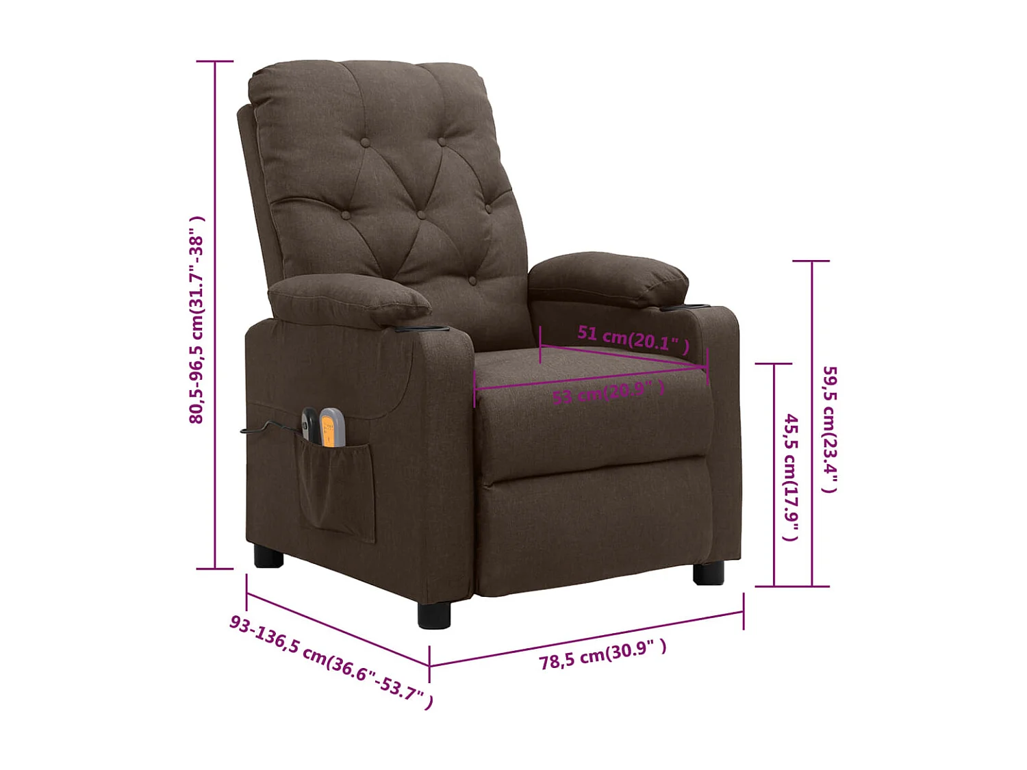 Massagesessel Elektrisch Braun Stoff