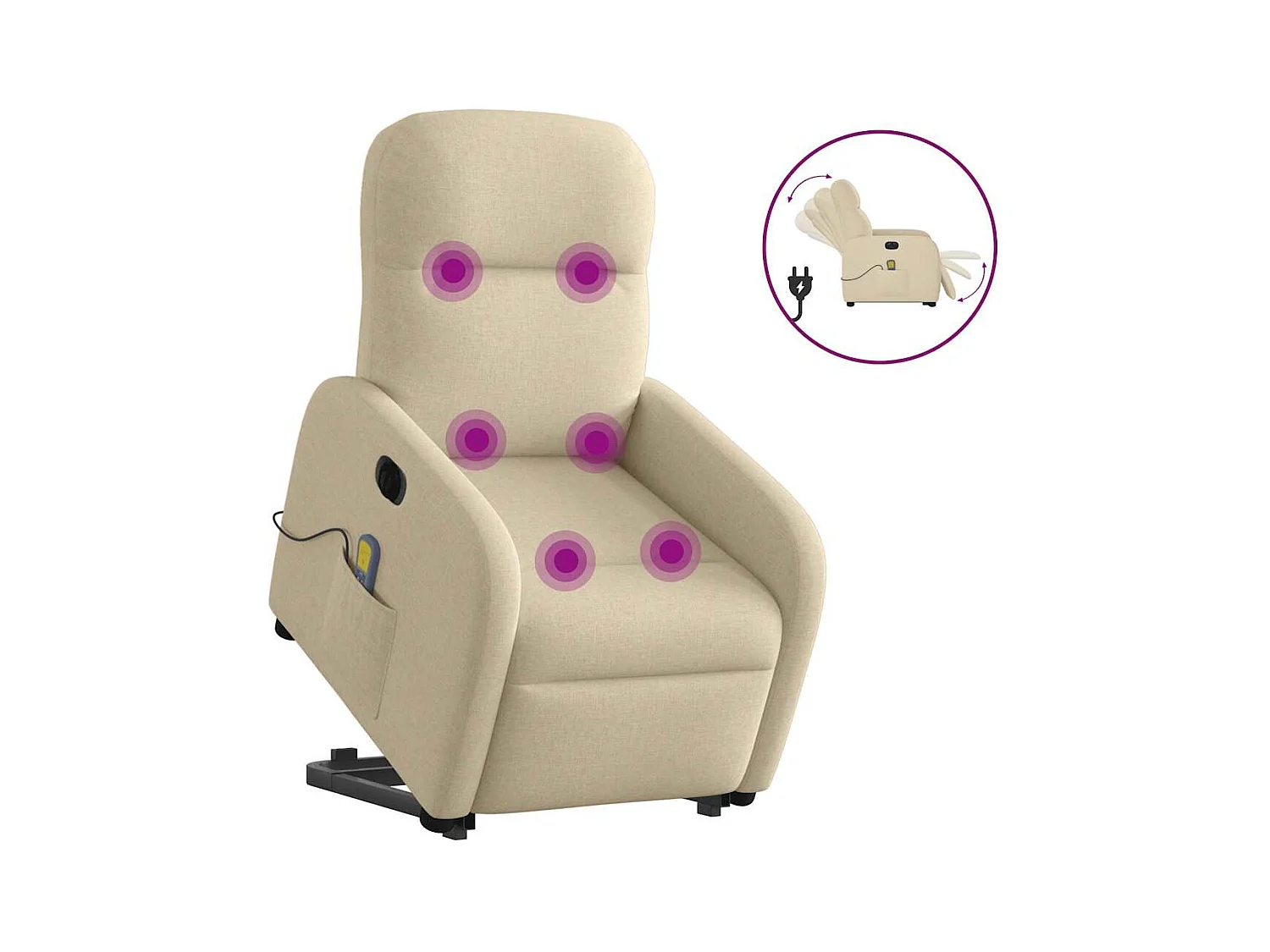 Fauteuil inclinable de massage électrique Crème Tissu
