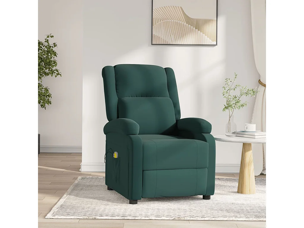 Poltrona de massagens elétrica veludo verde-escuro