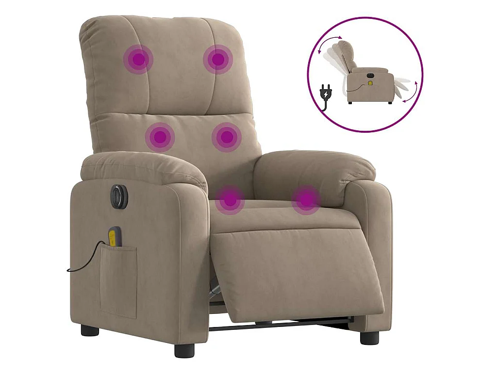 Fauteuil inclinable de massage électrique taupe
