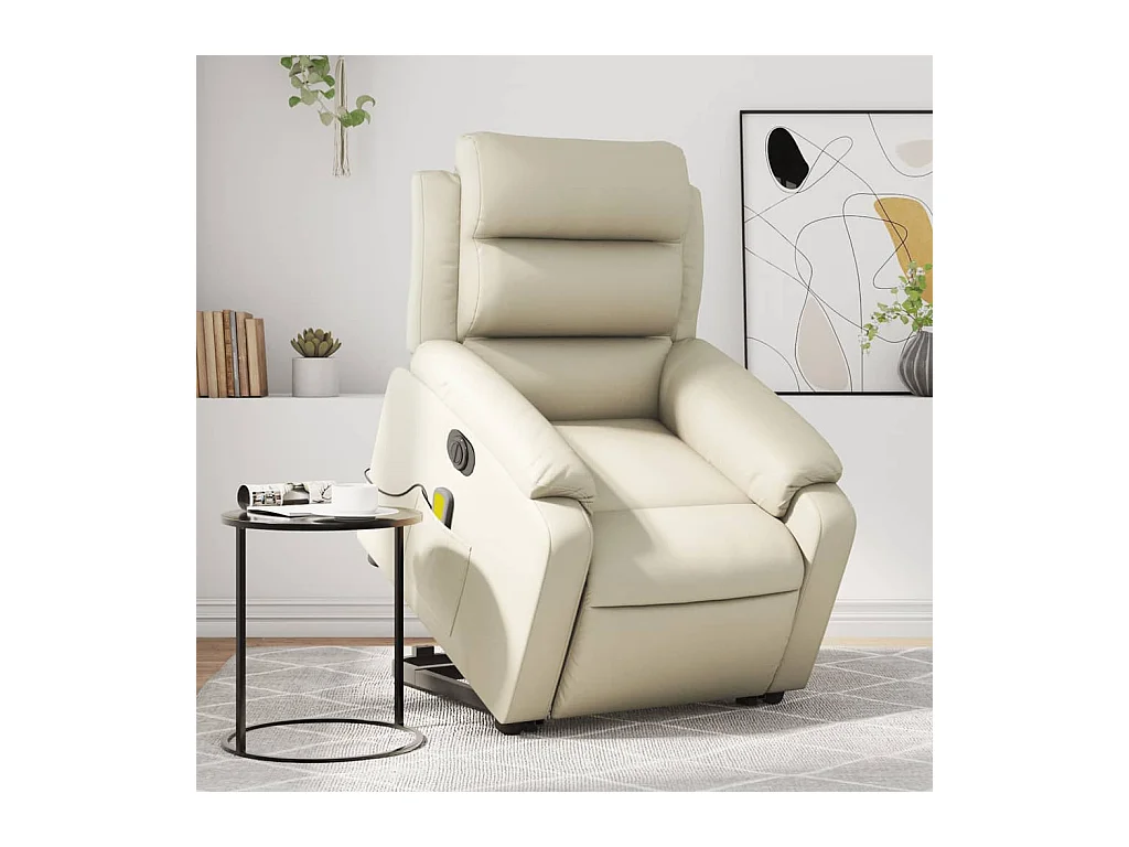 Fauteuil inclinable de massage électrique crème similicuir