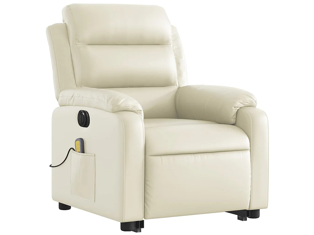Fauteuil inclinable de massage électrique crème similicuir