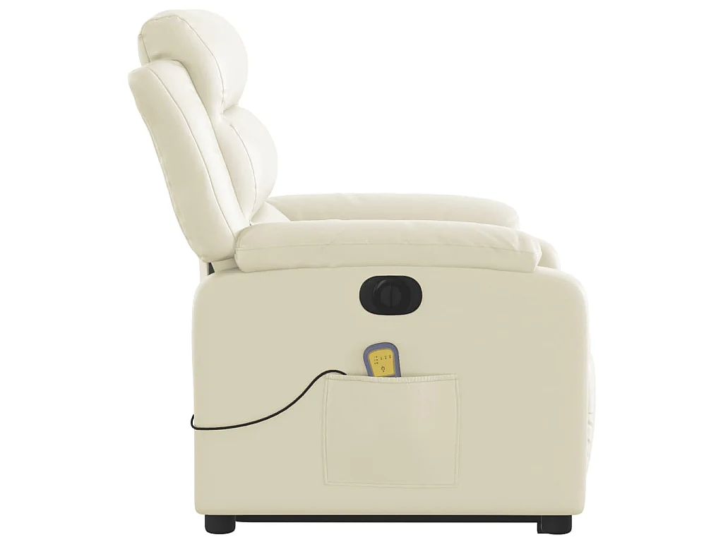 Fauteuil inclinable de massage électrique crème similicuir