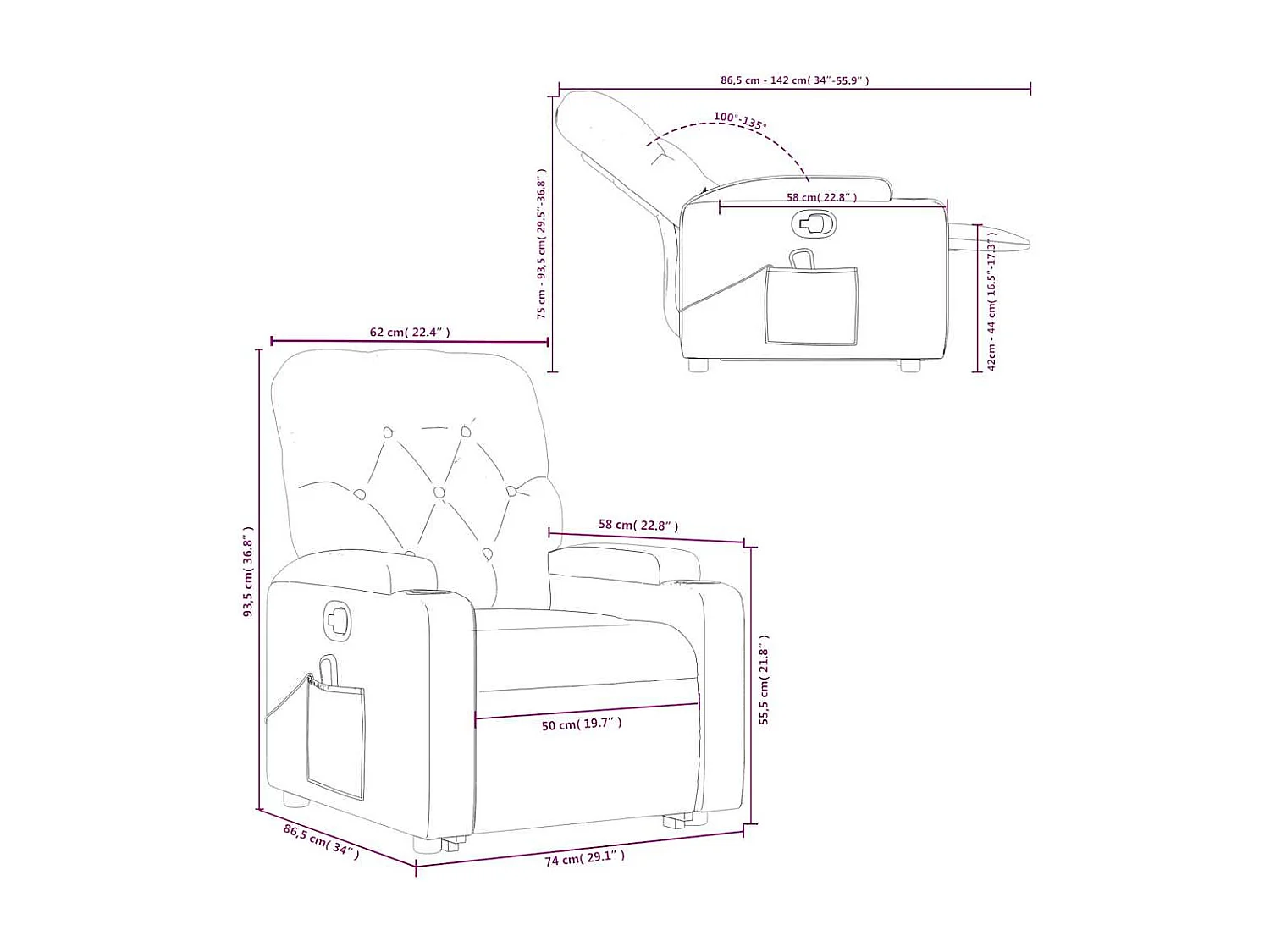 Fauteuil inclinable de massage Marron Similicuir