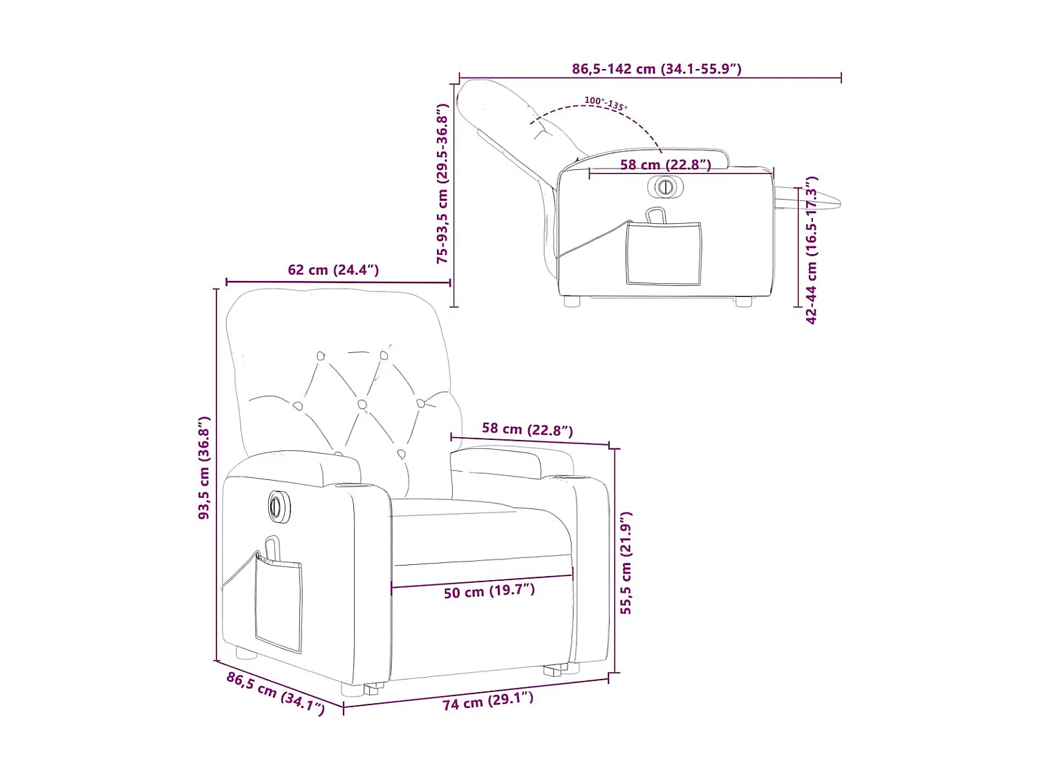 Massagesessel mit Aufstehhilfe Elektrisch Rot Kunstleder