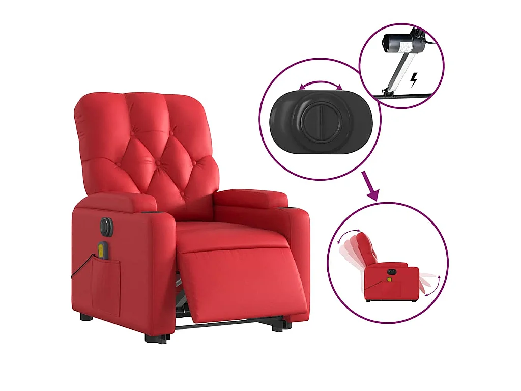 Fauteuil inclinable de massage électrique rouge similicuir