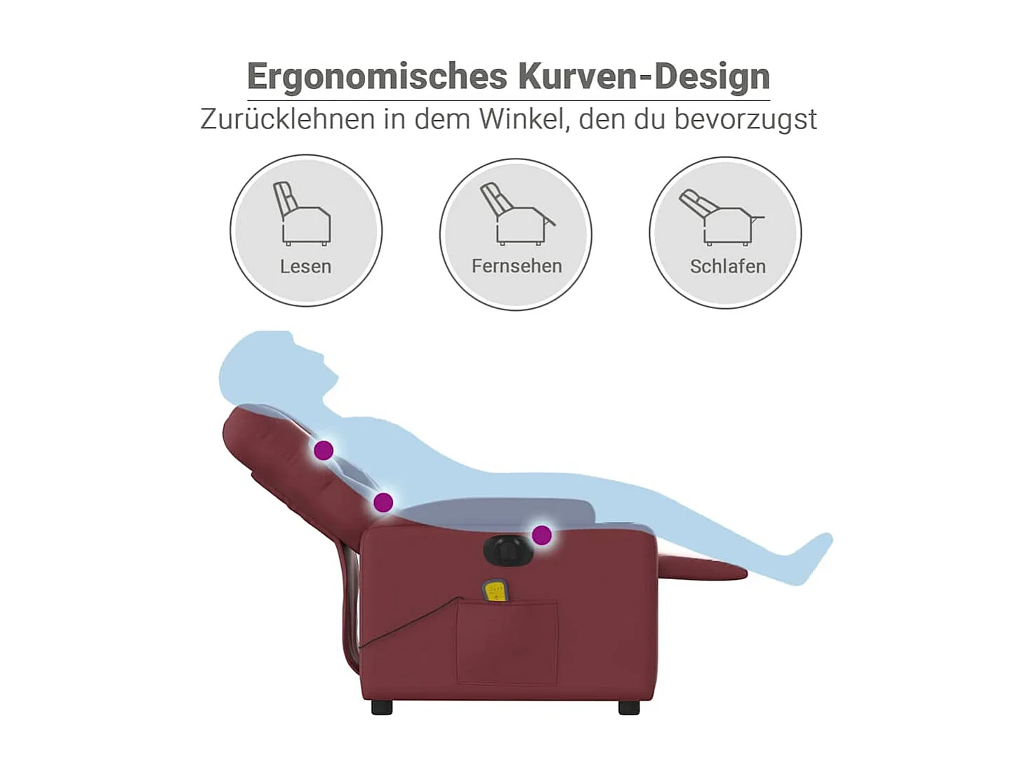 Massagesessel Elektrisch Weinrot Kunstleder