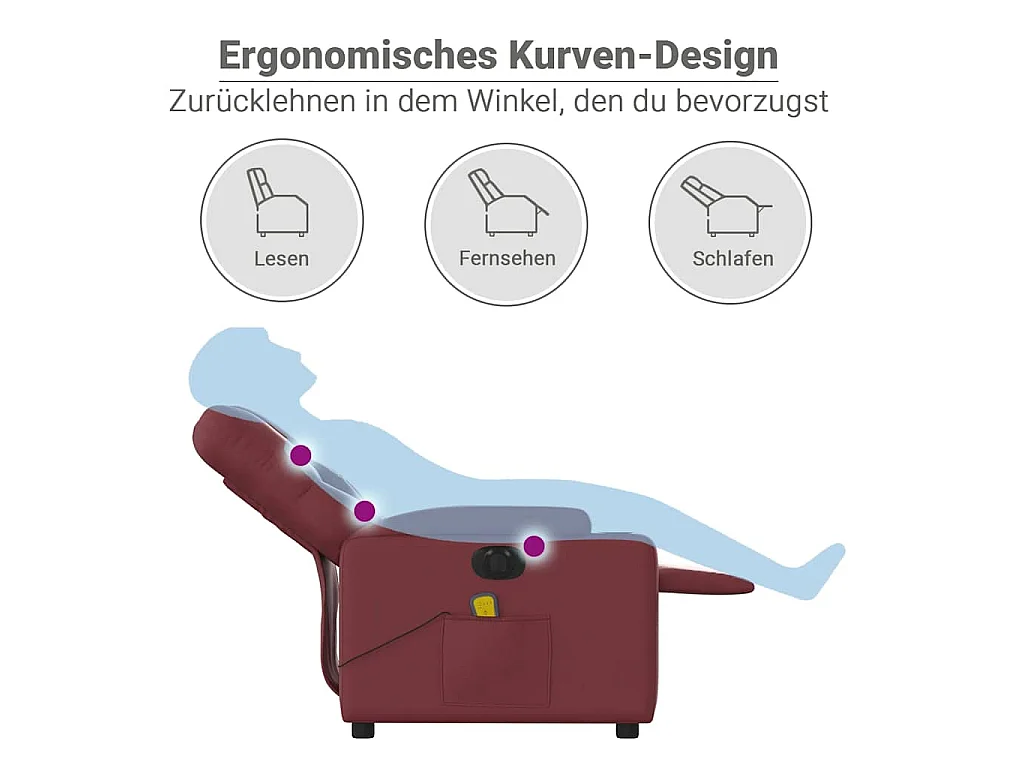 Massagesessel Elektrisch Weinrot Kunstleder