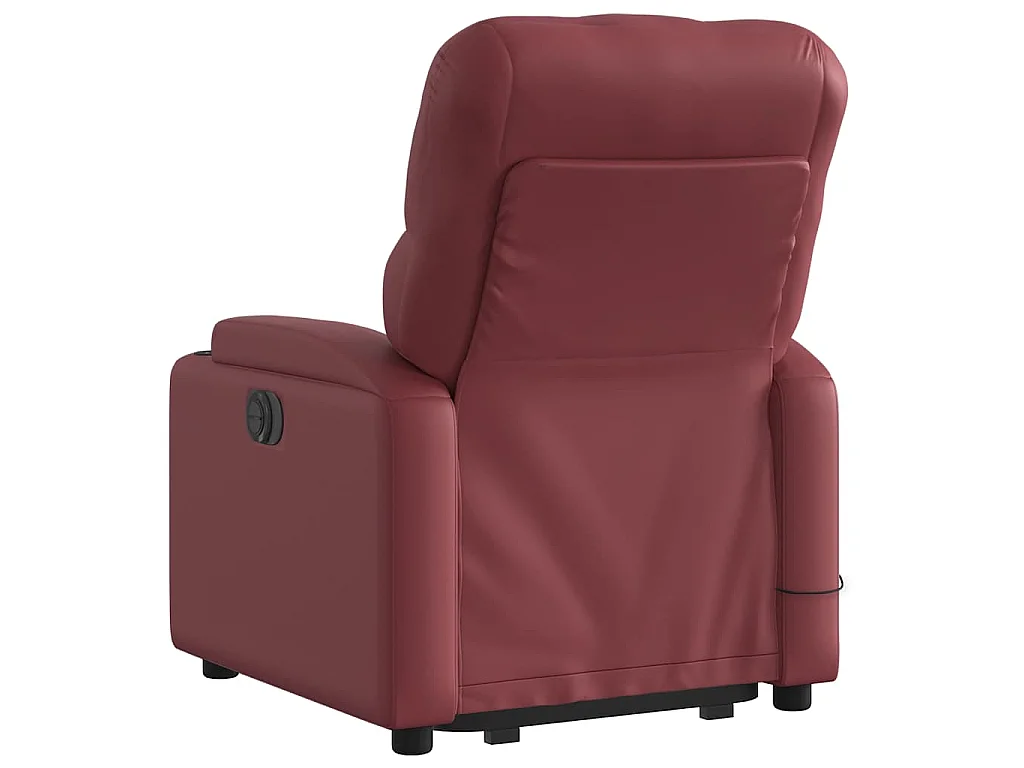Poltrona Alzapersone Massaggi Reclinabile Rosso Vino Similpelle
