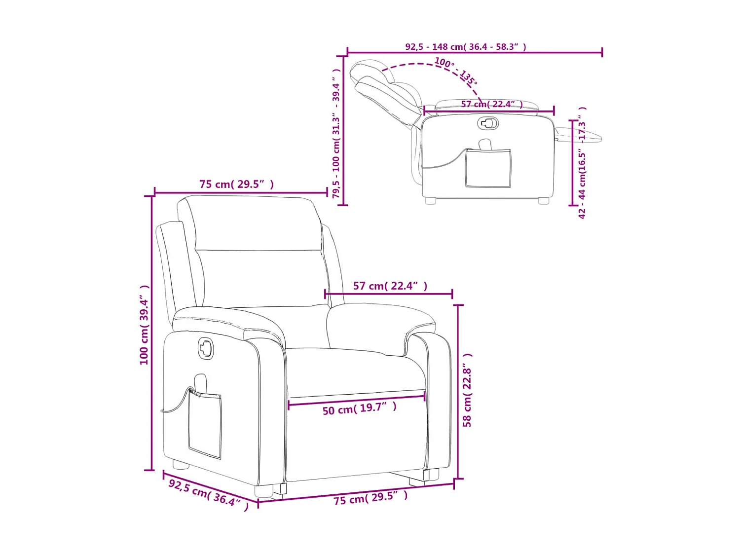 Fauteuil de massage inclinable Vert foncé Velours