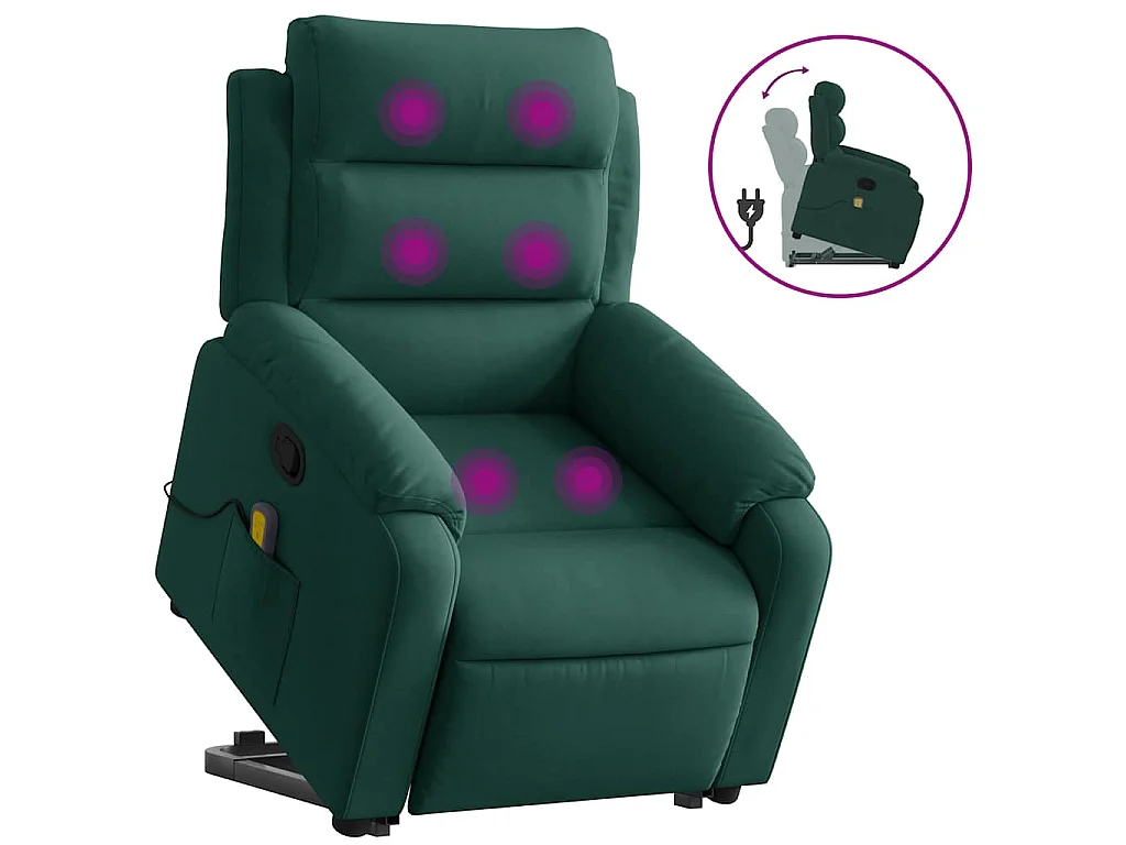 Fauteuil de massage inclinable Vert foncé Velours