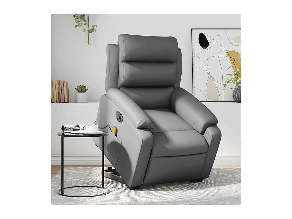 Fauteuil inclinable de massage électrique gris similicuir