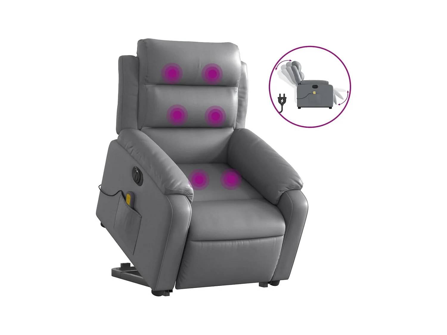 Fauteuil inclinable de massage électrique gris similicuir