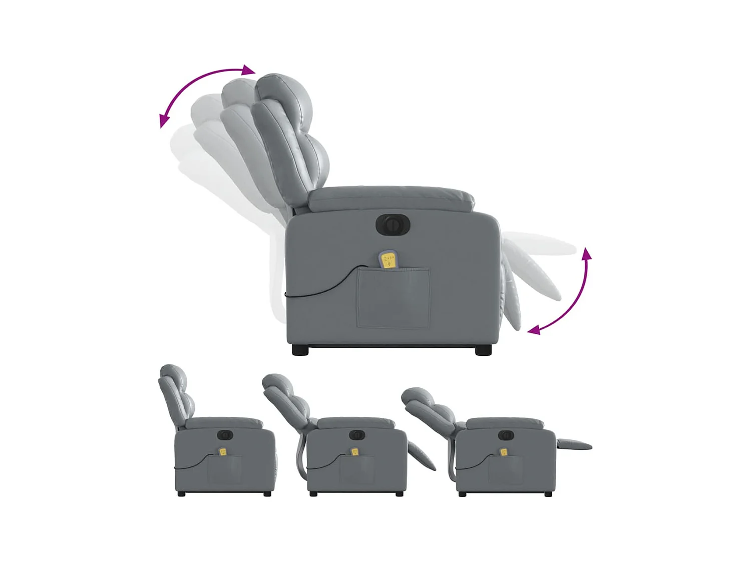 Fauteuil inclinable de massage électrique gris similicuir