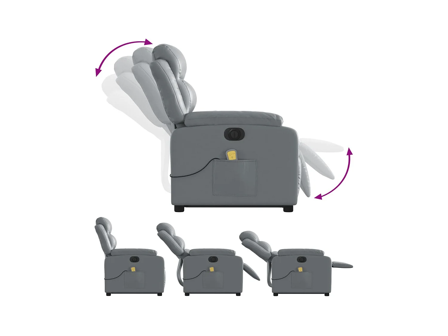 Fauteuil inclinable de massage électrique gris similicuir