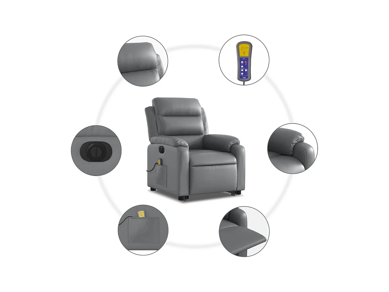 Fauteuil inclinable de massage électrique gris similicuir