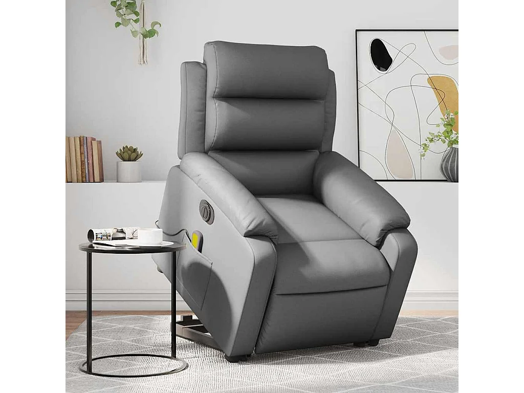 Fauteuil inclinable de massage électrique gris similicuir