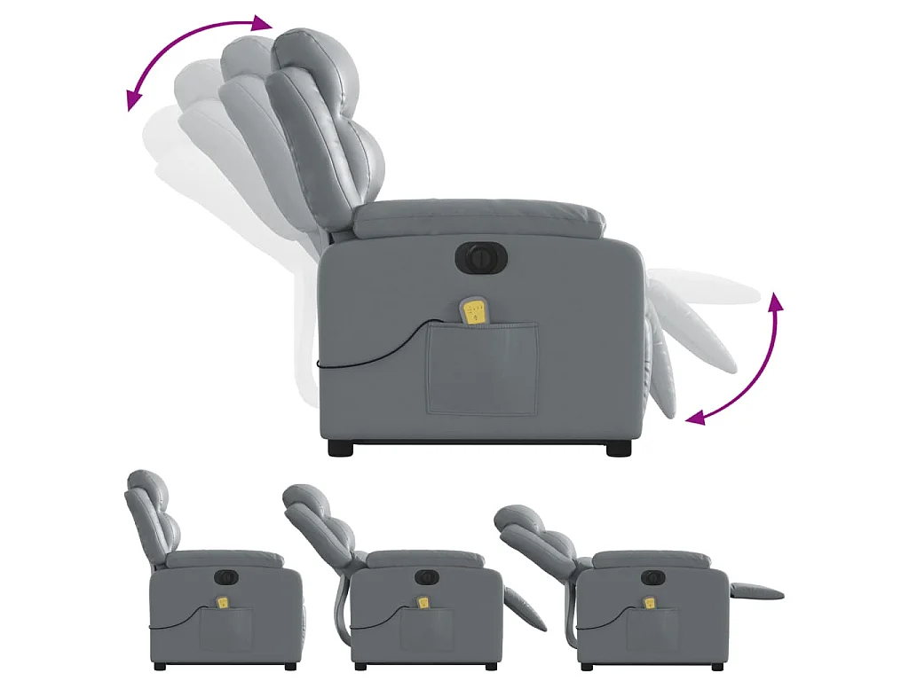 Fauteuil inclinable de massage électrique gris similicuir