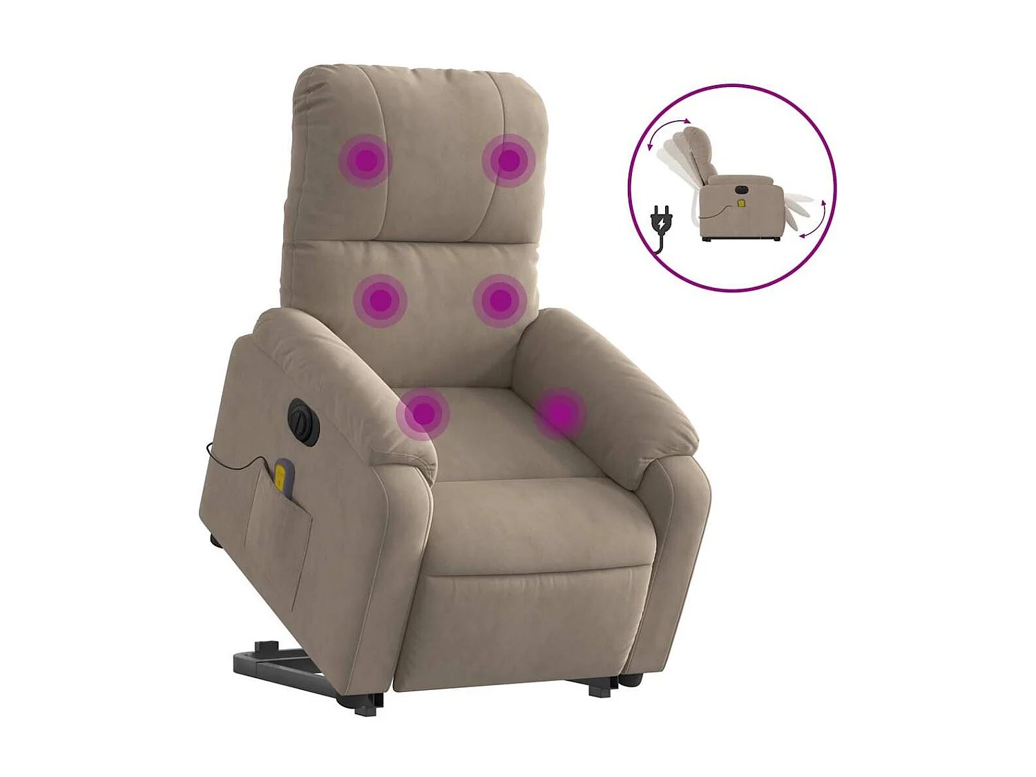 Fauteuil inclinable de massage électrique taupe