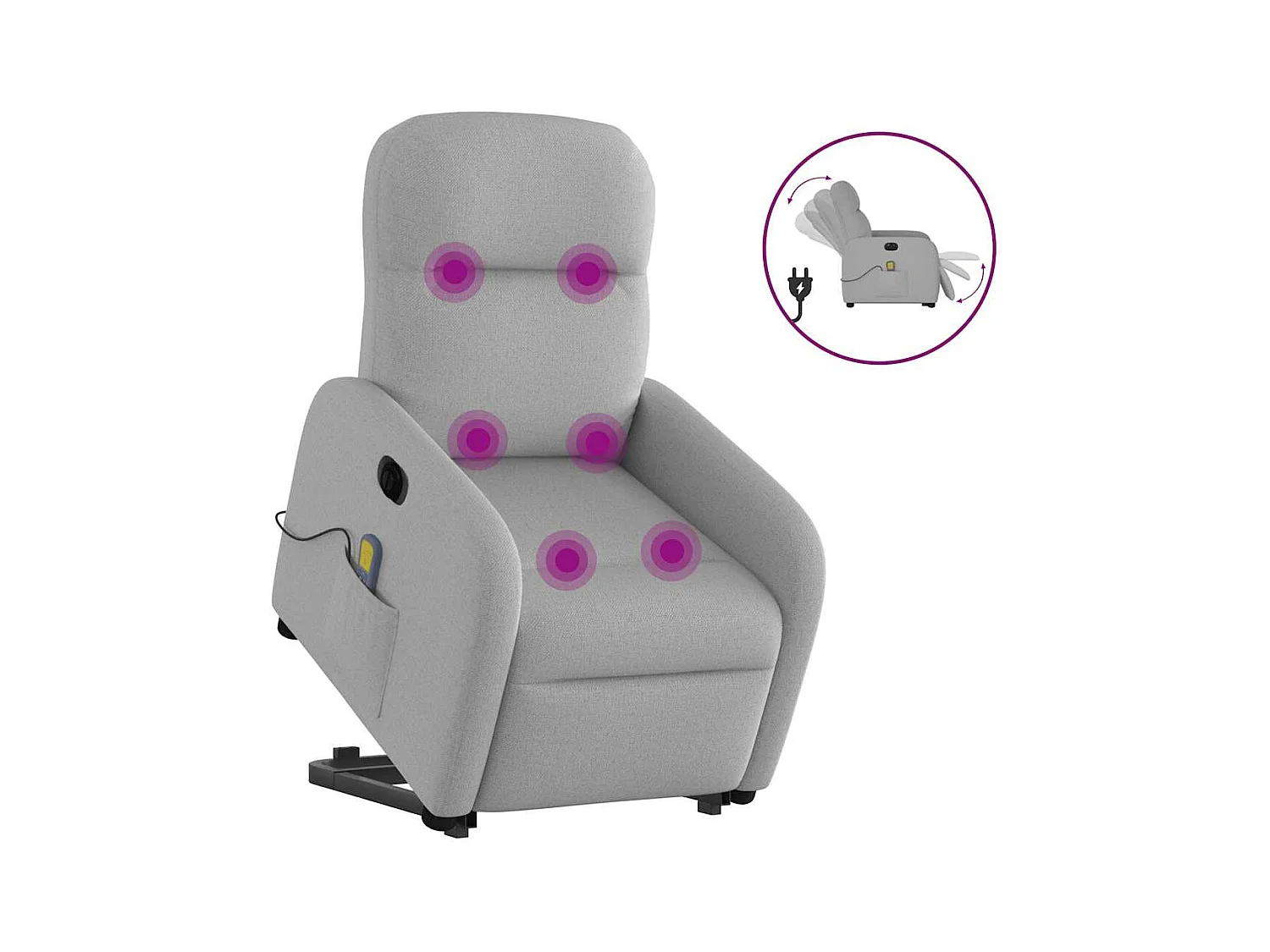Poltrona Alzapersona Massaggi Elettrica Grigio Nuvola Tessuto
