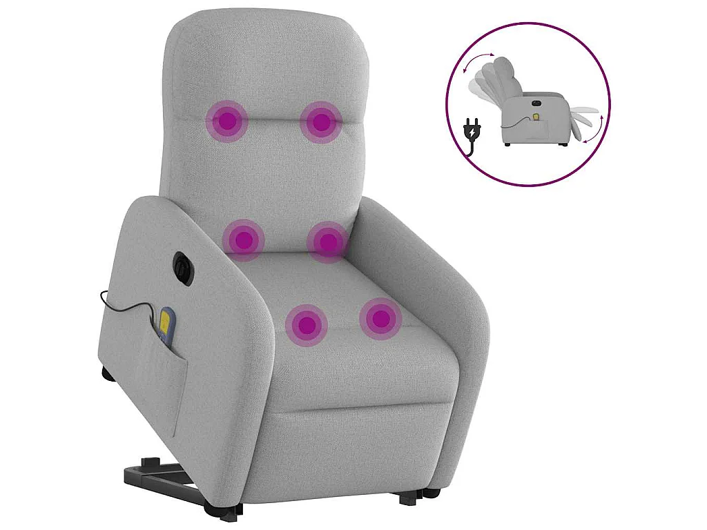 Fauteuil inclinable de massage électrique gris nuage tissu