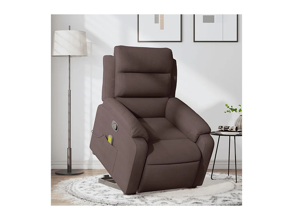 Fauteuil inclinable de massage Marron foncé Tissu