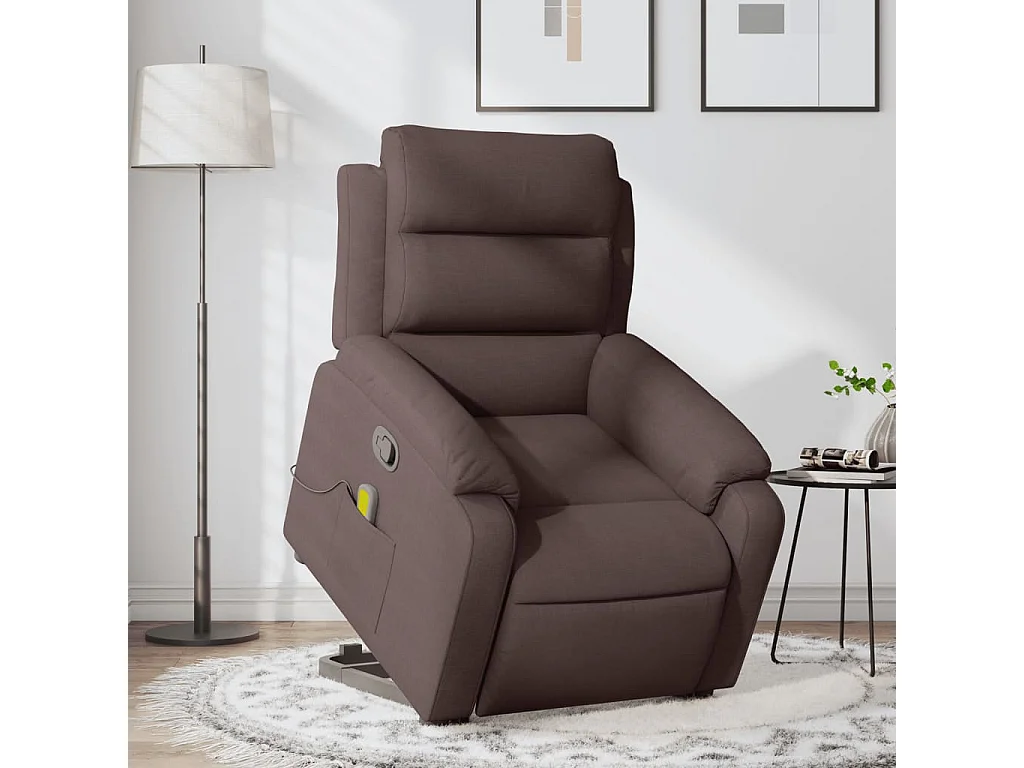 Fauteuil inclinable de massage Marron foncé Tissu